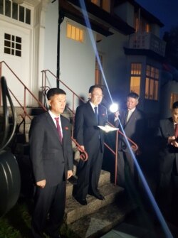 North Korea's chief nuclear negotiator Kim Myong Gil is seen outside the North Korean embassy in Stockholm, Sweden, Oct. 5, 2019.