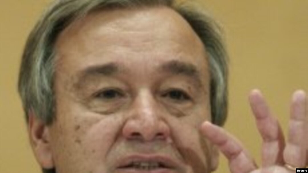 United Nations High Commissioner for Refugees Antonio Guterres gestures during an address to the UNHCR Executive Committee in Geneva October 3, 2011.
