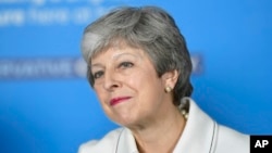 Britain's Prime Minster Theresa May speaks at a EU election campaign event in Bristol, England, May 17, 2019. 