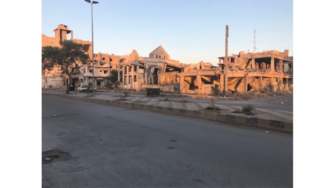 Raqqa’s main church was destroyed during the battle against IS in 2017, in Raqqa, Syria, July 20, 2019. (S. Kajjo/VOA)