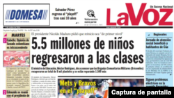 Parte de la primera página del diario La Voz del 1 de octubre de 2024.