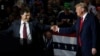 Ohio Senator Troy Balderson shakes hands with U.S. President Donald Trump during a Make America Great Again rally in Olentangy Orange High School in Lewis Center, OH, Aug. 4, 2018.