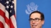 Steven Mnuchin, U.S. Treasury Secretary speaks to media at the venue of G20 Finance Minister and Central Bank Governors Meeting Saturday, June 8, 2019, in Fukuoka, western Japan. (AP Photo/Eugene Hoshiko)