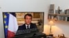 French President Emmanuel Macron speaks during a television address, Monday, March 16, 2020 in Ciboure, southwestern France.