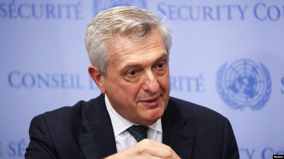 Filippo Grandi, UN High Commissioner for Refugees, speaks to media at the United Nations in Manhattan, New York City