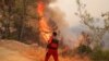 Firefighters work in the smoke-engulfed Mazi area as wildfires rolled down the hill toward the seashore, forcing people to be evacuated, in Bodrum, Mugla, Turkey, Aug. 1, 2021. 