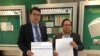 美國之音圖片/海彥拍攝 香港民主黨議員尹兆堅(左)和前議員何俊仁