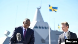 U.S. Defence Secretary Austin visits Musko Naval Base in Stockholm County