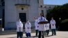 Dr. Sean Conley, physician to President Donald Trump, briefs reporters at Walter Reed National Military Medical Center in Bethesda, Maryland, Oct. 3, 2020. Trump was admitted to the hospital after contracting the coronavirus. 