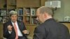 U.S. Secretary of State John Kerry (l) being interviewed by VOA State Department Correspondent Scott Stearns in New Delhi, June 24, 2013.