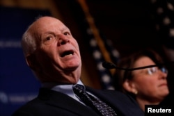 Senator Ben Cardin (D-MD) speaks at a press conference on the need for increased government transparency at the Capitol in Washington, D.C., March 15, 2017.