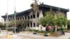 The electoral commission building after a suicide attack in Tripoli, Libya, May 2, 2018. 