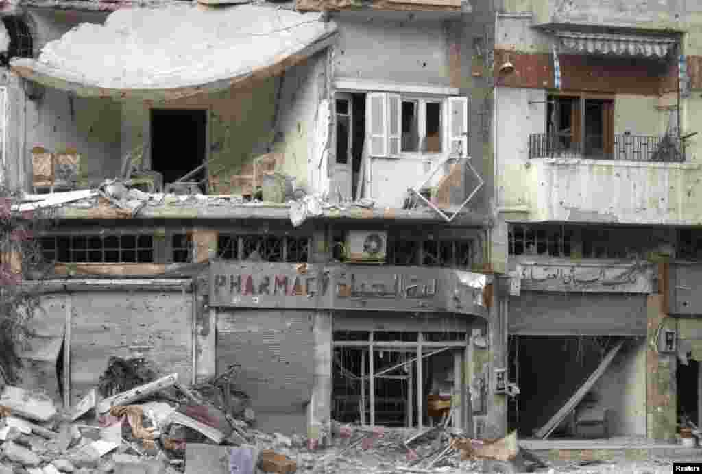Damaged buildings are pictured in the besieged area of Homs, Jan. 12, 2014.
