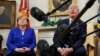 U.S. President Donald Trump meets with German Chancellor Angela Merkel in the Oval Office in Washington, April 27, 2018.