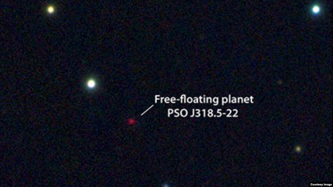 Multicolor image from the Pan-STARRS1 telescope of the free-floating planet PSO J318.5-22, in the constellation of Capricornus. The planet is extremely cold and faint, about 100 billion times fainter in optical light than the planet Venus. (N. Metcalfe & 