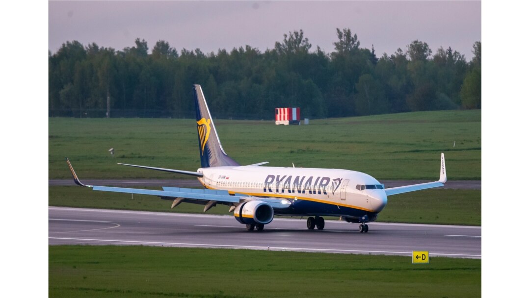 FILE - In this May 23, 2021, photo, a Ryanair jet that carried opposition figure Raman Pratasevich was diverted to Minsk, Belarus, after a bomb threat.