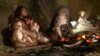 FILE - An exhibit shows the life of a Neanderthal family in a cave, in the new Neanderthal Museum in the northern town of Krapina, Croatia.