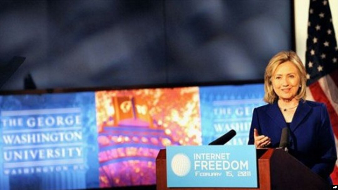 Secretary Clinton delivers remarks at George Washington University on Internet freedom, February 15, 2011