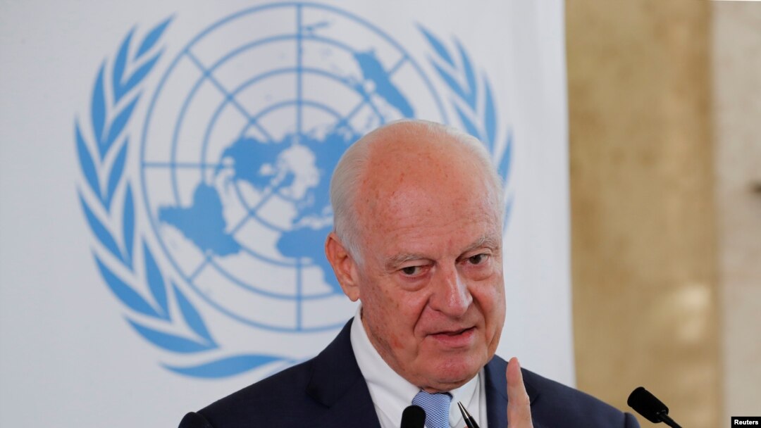 U.N. Syria envoy Staffan de Mistura attends a news conference at the United Nations in Geneva, Switzerland, Sept. 4, 2018. 