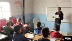 Displaced Kurdish children from Afrin learn their mother tongue Kurmanji