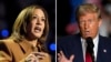 Kamala Harris, candidata democrata (esq) e Donald Trump, candidato republicano (dir)