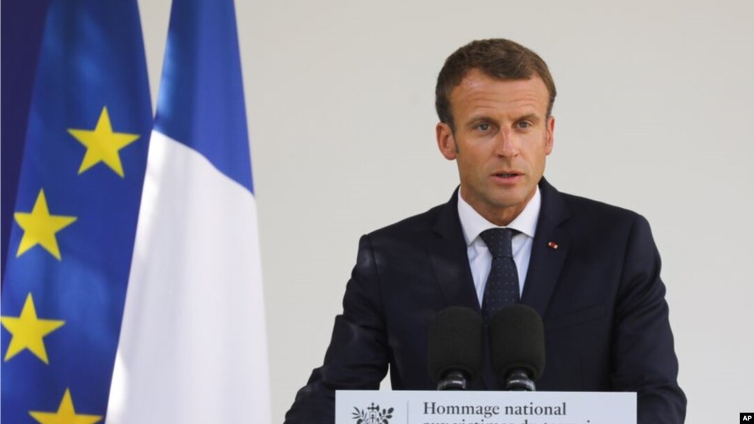 El presidente francés Emmanuel Macron da un discurso durante una ceremonia nacional. Septiembre 19, 2018.