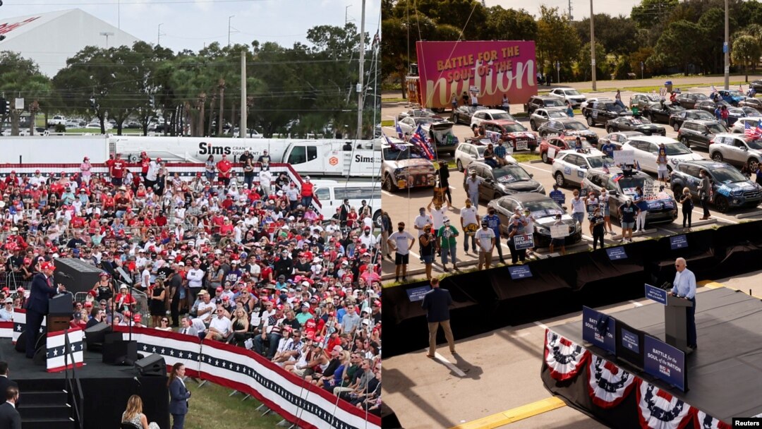 Donald Trump y Joe Biden participan de actos de campaña en el último día antes de las elecciones del martes, 3 de noviembre de 2020.