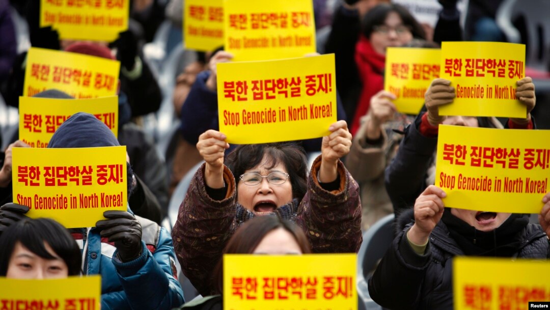 지난 2011년 12월 서울에서 북한의 인권 상황 개선을 촉구하기 위해 열린 시위. (자료사진)