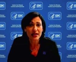 FILE - In this image from video, CDC Director Dr. Rochelle Walensky speaks during a briefing on the Biden administration's response to the COVID-19 pandemic, Jan. 27, 2021, in Washington. (White House via AP)