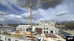 This view taken on April 6, 2021, shows the construction site of The Eyyub Sultan Mosque in Strasbourg, eastern France.