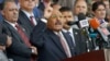 FILE - Former Yemeni President Ali Abdullah Saleh speaks during a ceremony to celebrate the 35th anniversary of the founding of the Popular Conference Party, in Sanaa, Yemen, Thursday, Aug. 24, 2017.