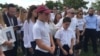 Friends and family gathered at the grave of Alyssa Alhadeff to unveil her tombstone in the Star of David Memorial Garden Cemetery in Fort Lauderdale, Florida, May 1, 2018.