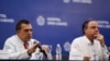 Doctor Rogerio Tuma, left, speaks during a press conference, after Brazil's President Luiz Inacio Lula da Silva's surgery at the Sirio-Libanes Hospital, in Sao Paulo, Dec. 12, 2024.