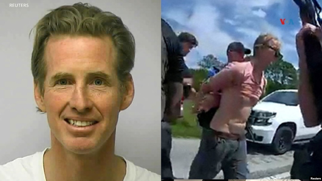 Composición fotográfica de Ryan W. Routh del día de su detención (Der.) y fotografía de registro de prisión en Greensboro, Carolina del Norte, EEUU, el 10 de febrero de 2010 (Izq.).