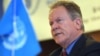 David Beasley, the United Nations World Food Program (WFP) executive director, speaks during a press conference in Seoul on May 15, 2018 after his recent visit to North Korea.