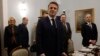 French President Emmanuel Macron attends a meeting at the presidential palace in Warsaw, Poland, on Dec. 12, 2024. Macron cut short the visit to Poland to return to France to name a new prime minister. 